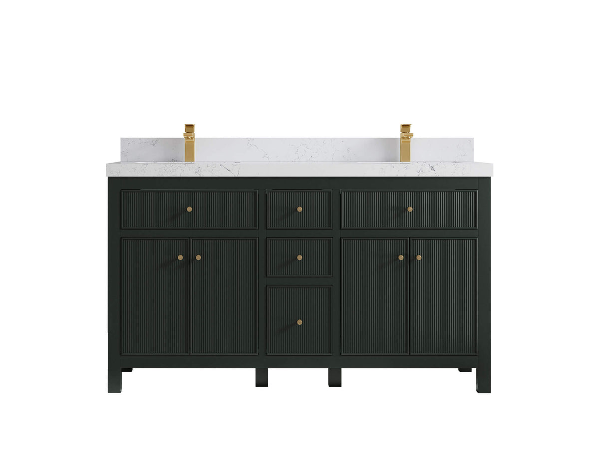 Sonoma 60 in W x 22 in D Free Standing Reeded Double Sink Bathroom Vanity