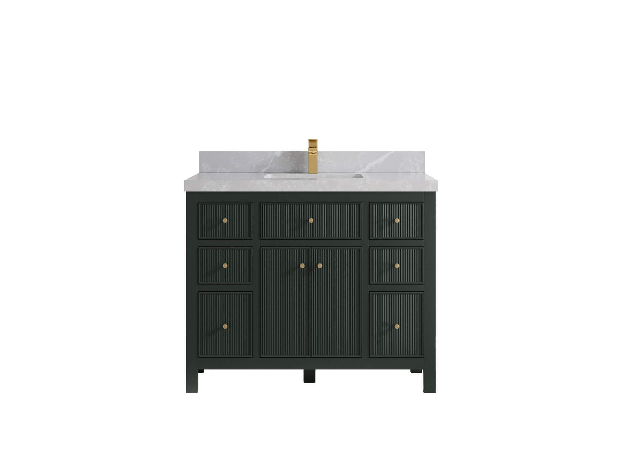Sonoma 42 in. W x 22 in. D Single Sink Bathroom Vanity in Dark Forest Green with 2 in. Pearl Light Gray Quartz Countertop