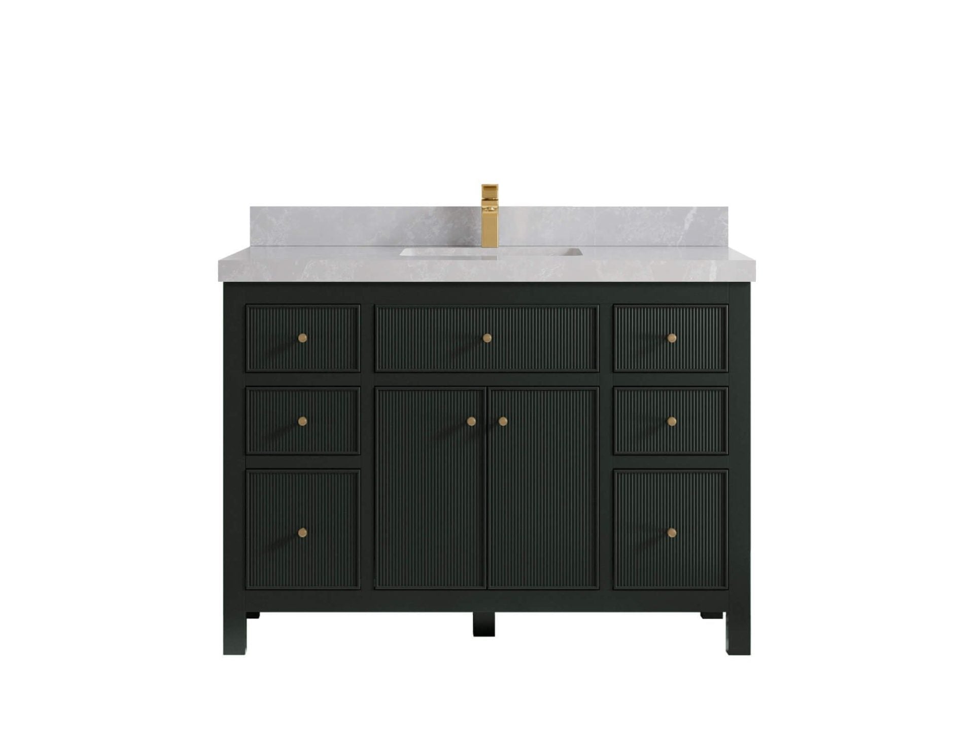 Sonoma 48 in. W x 22 in. D Single Sink Bathroom Vanity in Dark Forest Green with 2 in. Pearl Light Gray Quartz Countertop