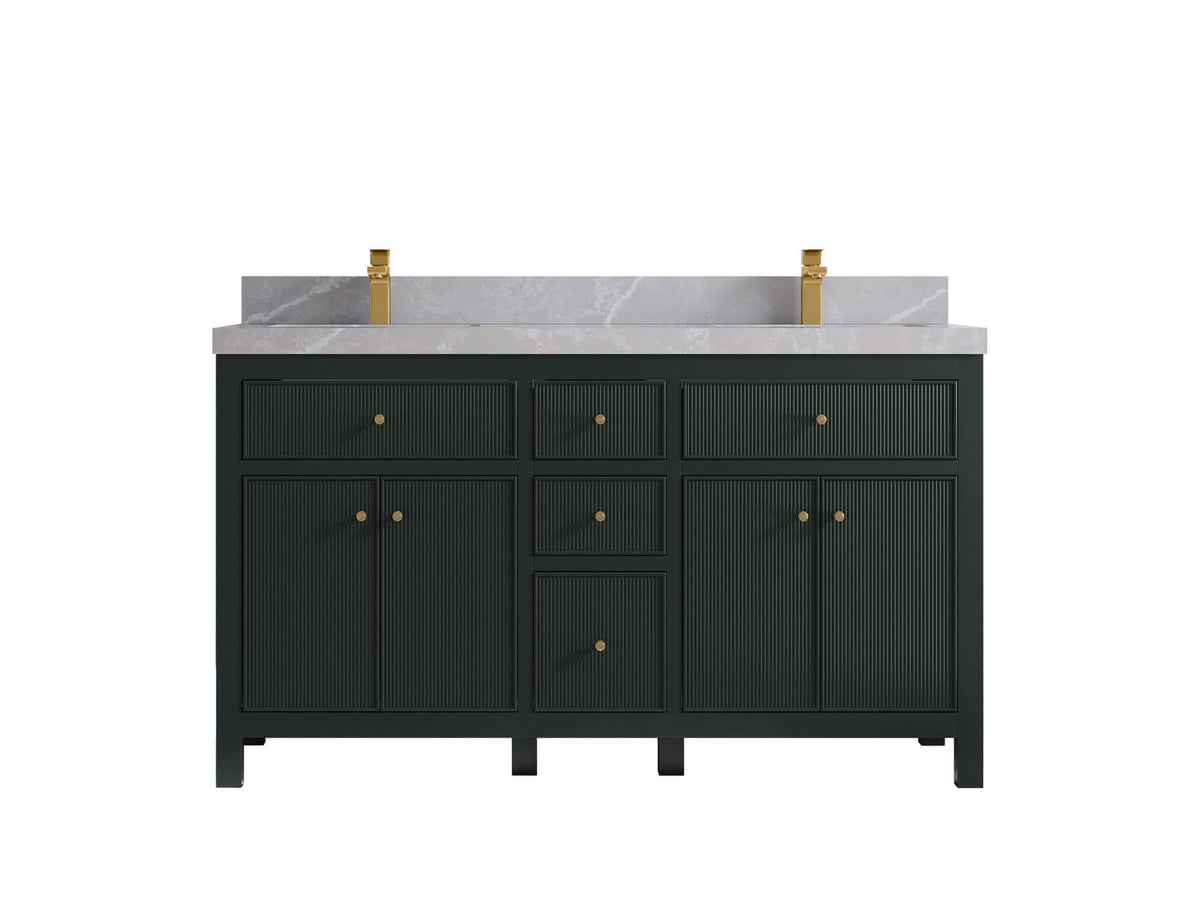 Sonoma 60 in W x 22 in D Free Standing Reeded Double Sink Bathroom Vanity