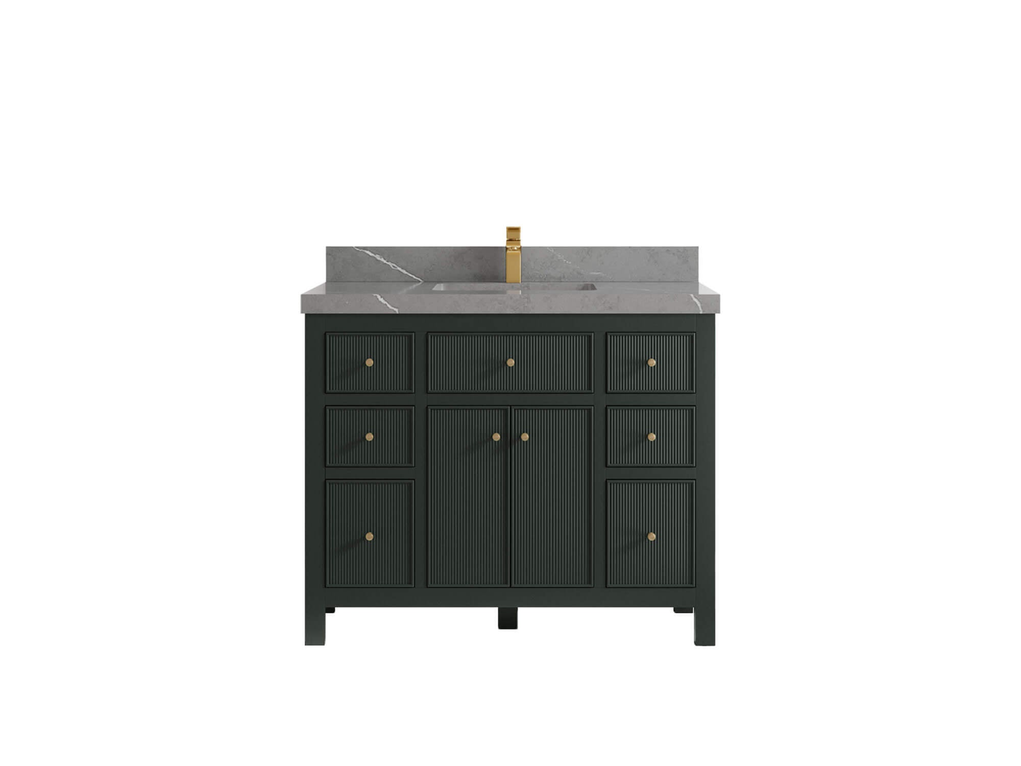 Sonoma 42 in. W x 22 in. D Single Sink Bathroom Vanity in Dark Forest Green with 2 in. Piatra Gray Quartz Countertop