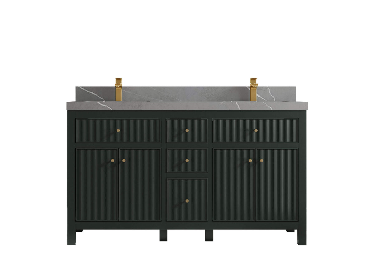 Sonoma 60 in W x 22 in D Free Standing Reeded Double Sink Bathroom Vanity