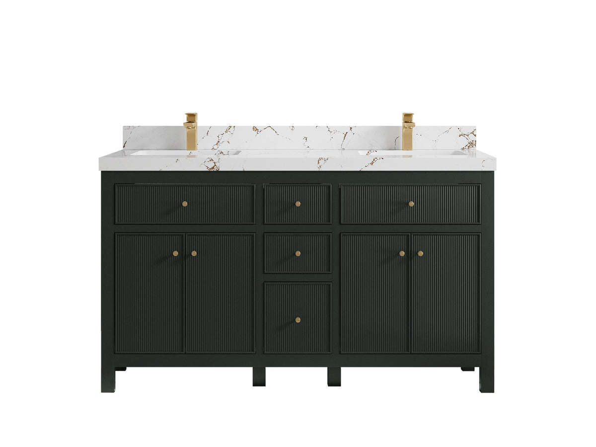 Sonoma 60 in W x 22 in D Free Standing Reeded Double Sink Bathroom Vanity