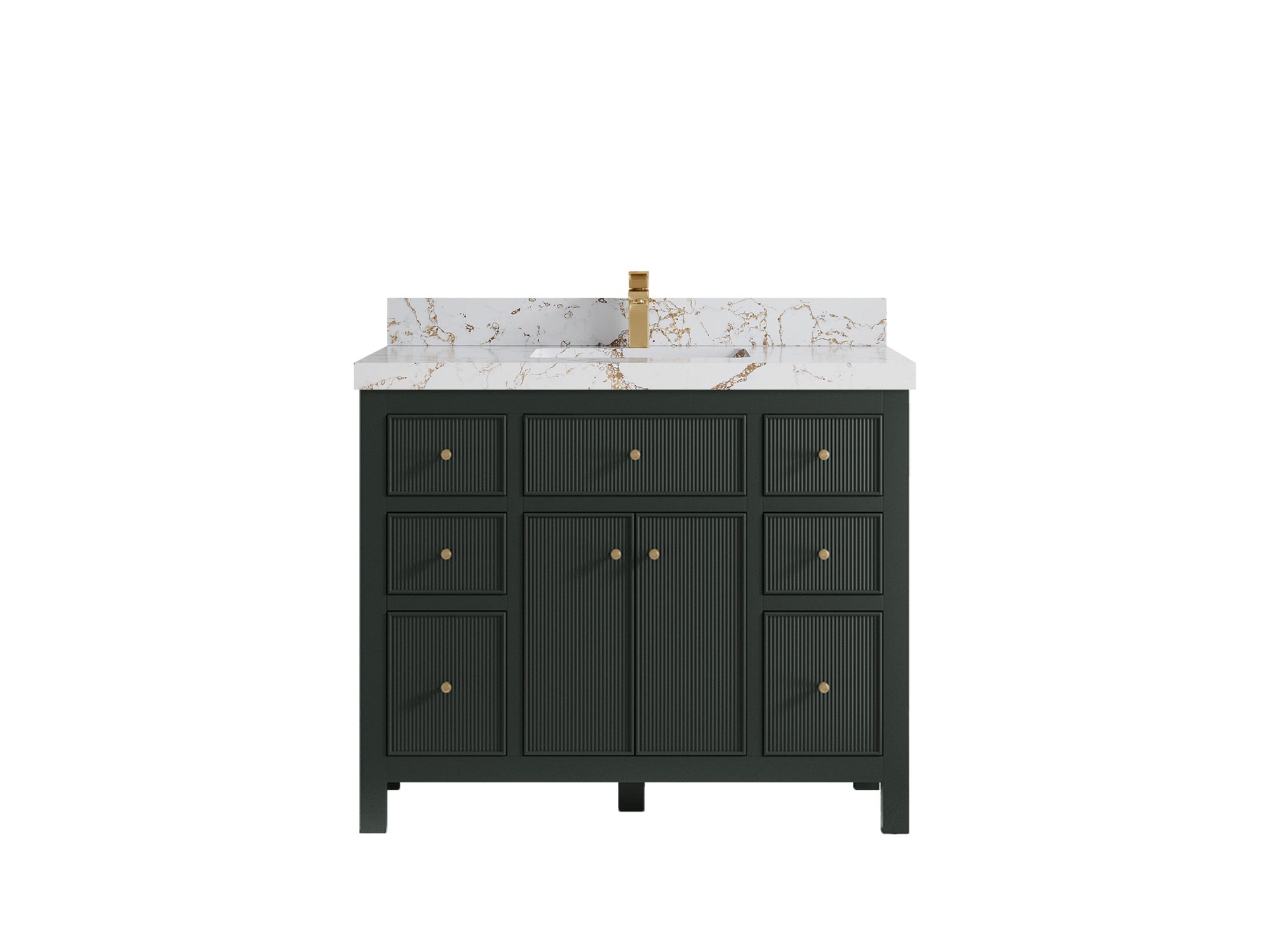 Sonoma 42 in. W x 22 in. D Single Sink Bathroom Vanity in Dark Forest Green with 2 in. Viola Gold Quartz Countertop