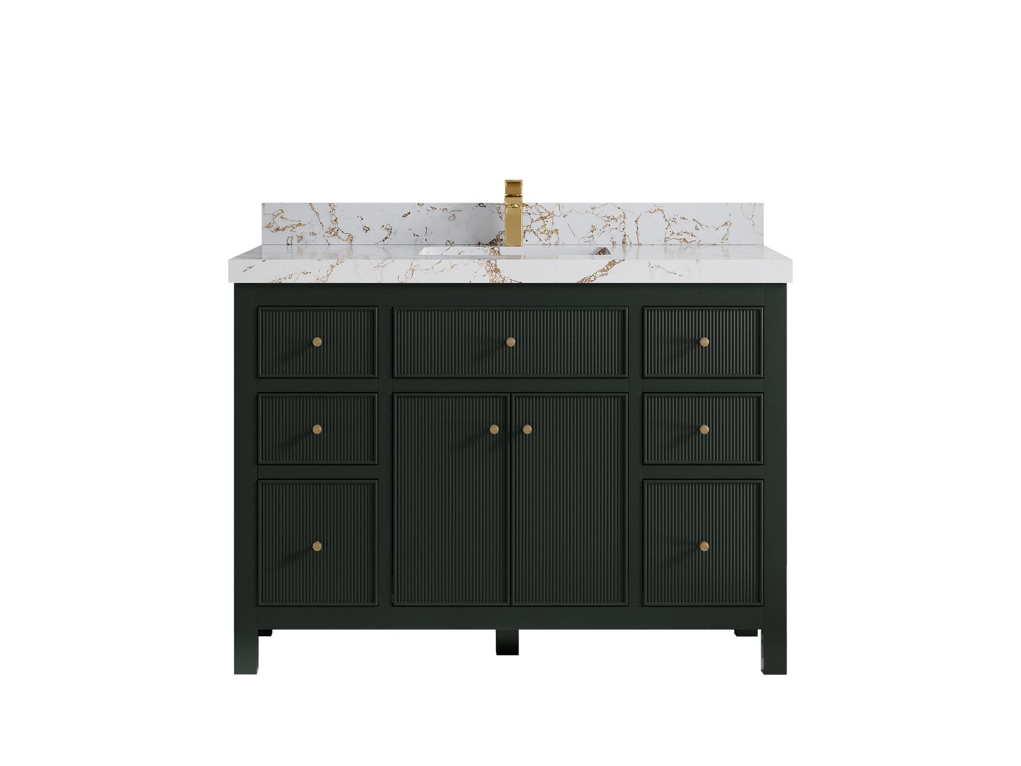 Sonoma 48 in. W x 22 in. D Single Sink Bathroom Vanity in Dark Forest Green with 2 in. Viola Gold Quartz Countertop