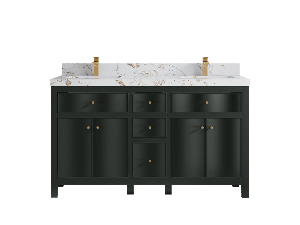 Sonoma 60 in W x 22 in D Free Standing Reeded Double Sink Bathroom Vanity