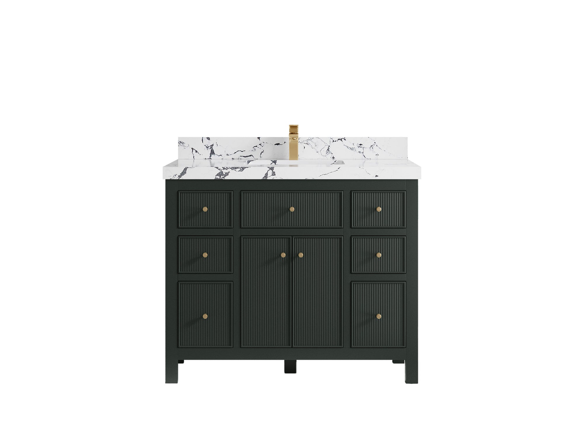 Sonoma 42 in. W x 22 in. D Single Sink Bathroom Vanity in Dark Forest Green with 2 in. Viola Night Quartz Countertop
