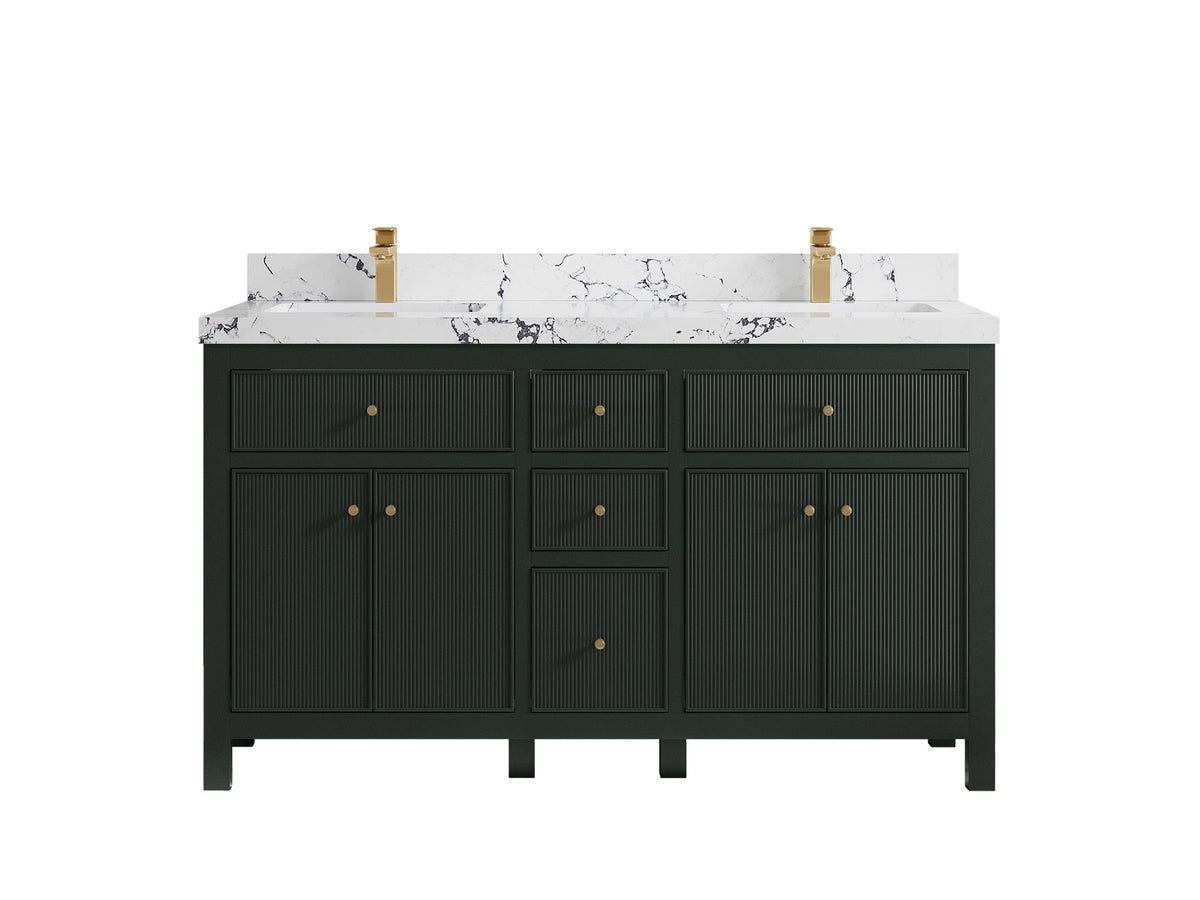 Sonoma 60 in W x 22 in D Free Standing Reeded Double Sink Bathroom Vanity