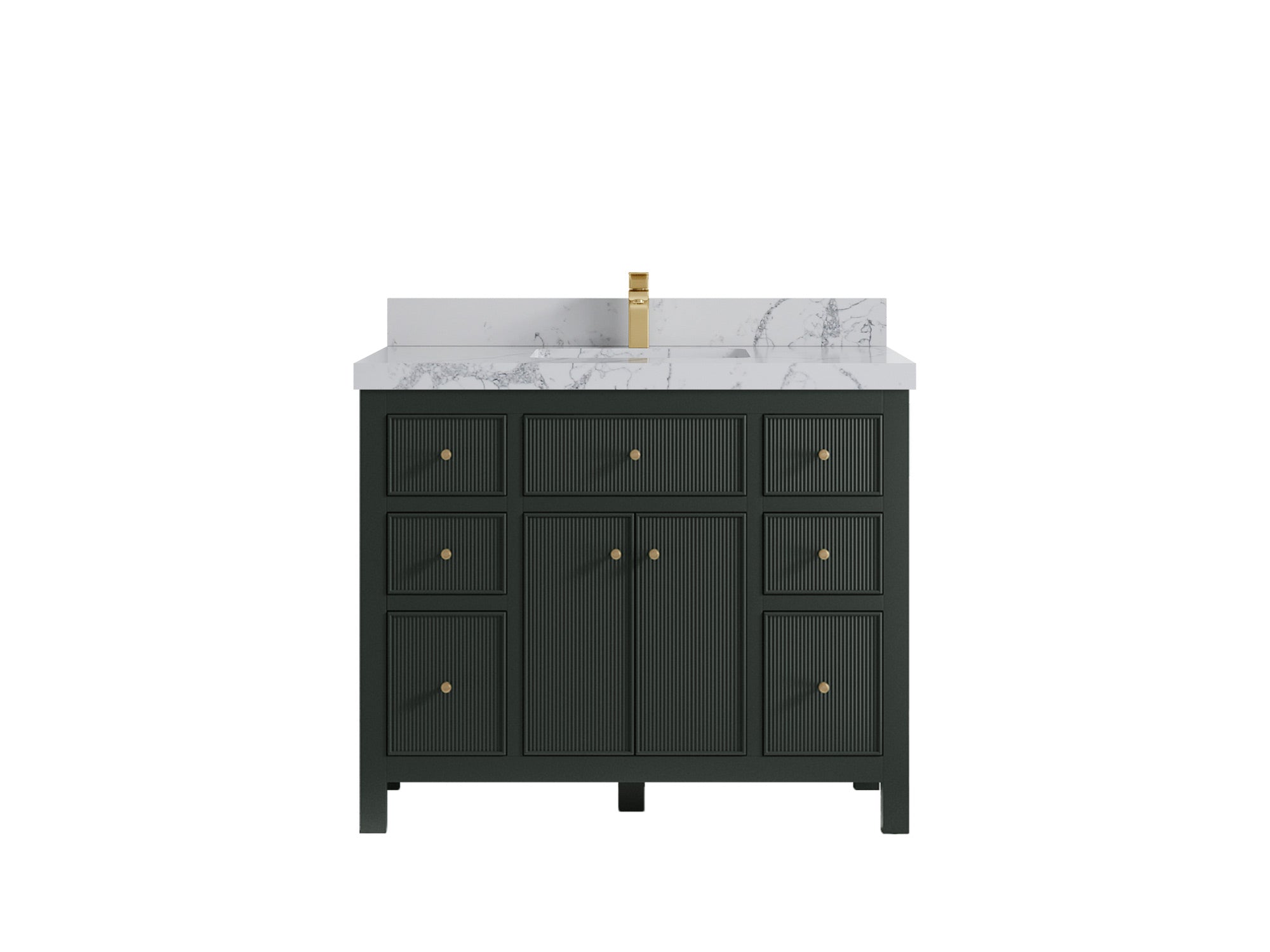 Sonoma 42 in. W x 22 in. D Single Sink Bathroom Vanity in Dark Forest Green with 2 in. Venatino Quartz Countertop