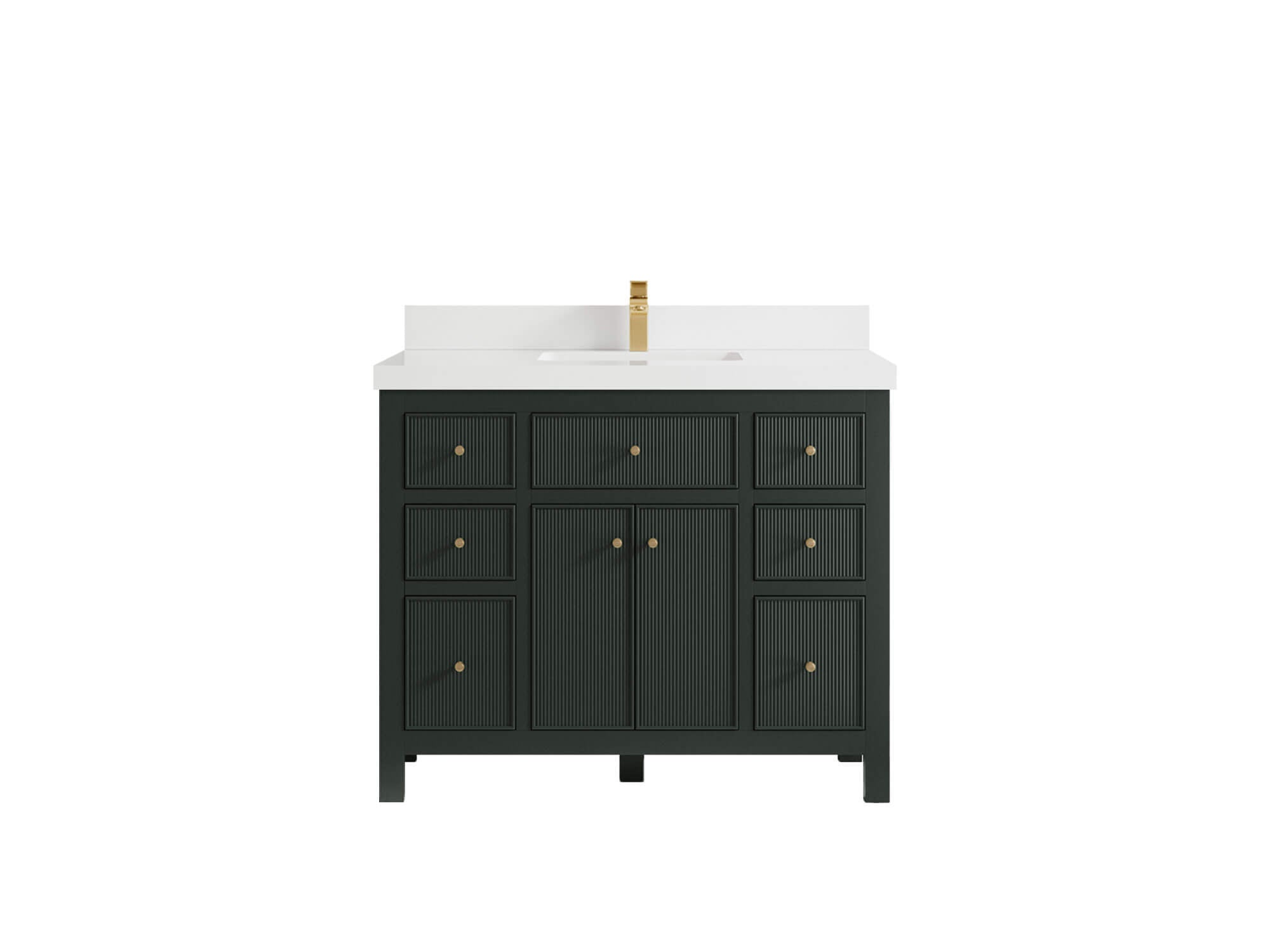 Sonoma 42 in. W x 22 in. D Single Sink Bathroom Vanity in Dark Forest Green with 2 in. White Quartz Countertop