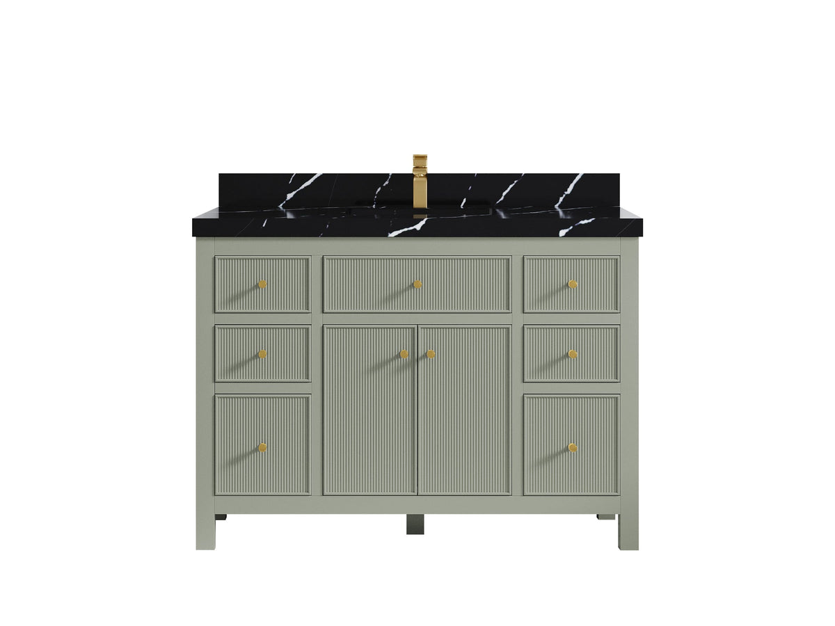 Sonoma 48 in. W x 22 in. D Single Sink Bathroom Vanity in Evergreen with 2 in. Calacatta Black Quartz Countertop