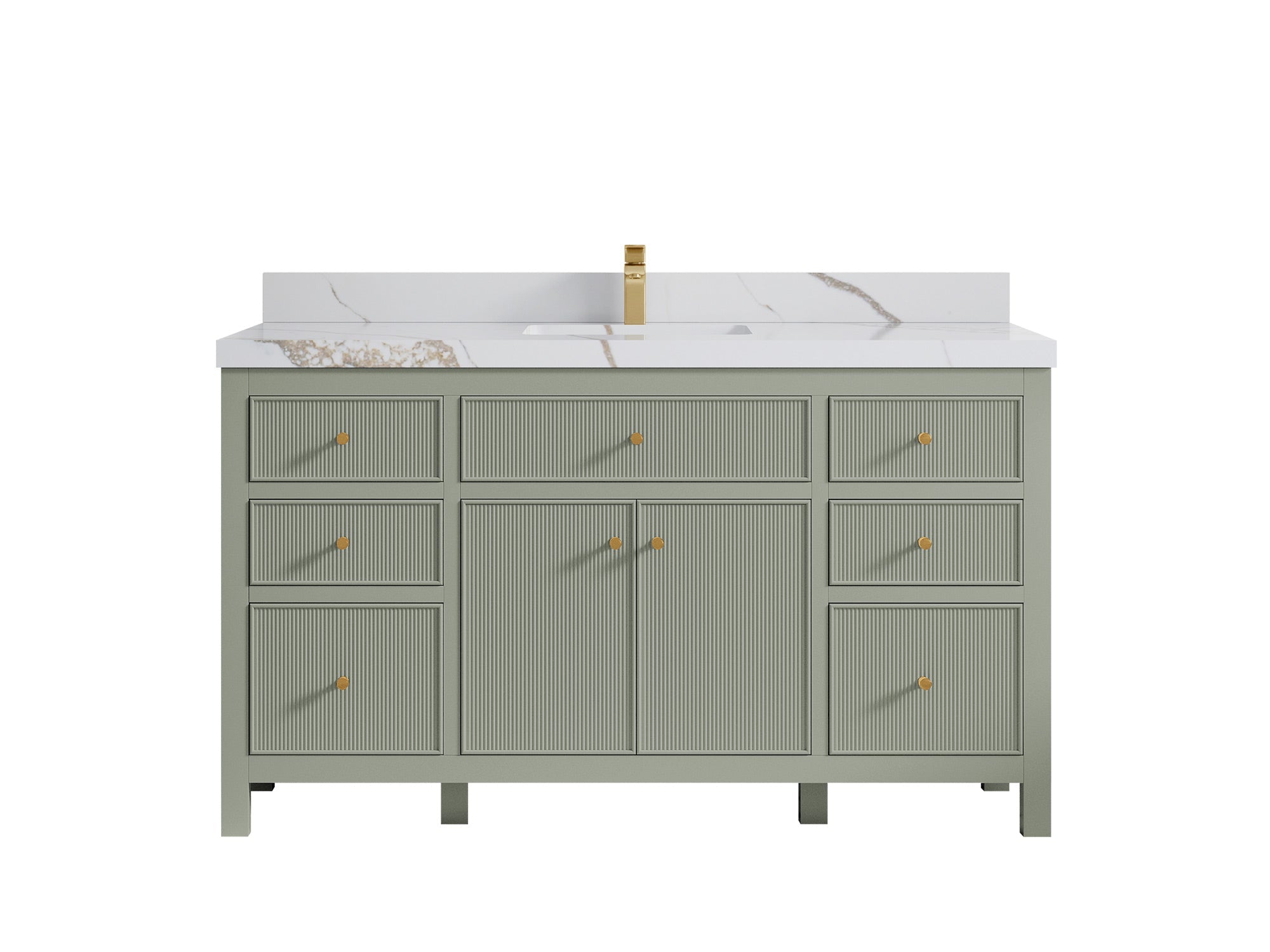 Sonoma 60 in W x 22 in D Free Standing Reeded Single Sink Bathroom Vanity