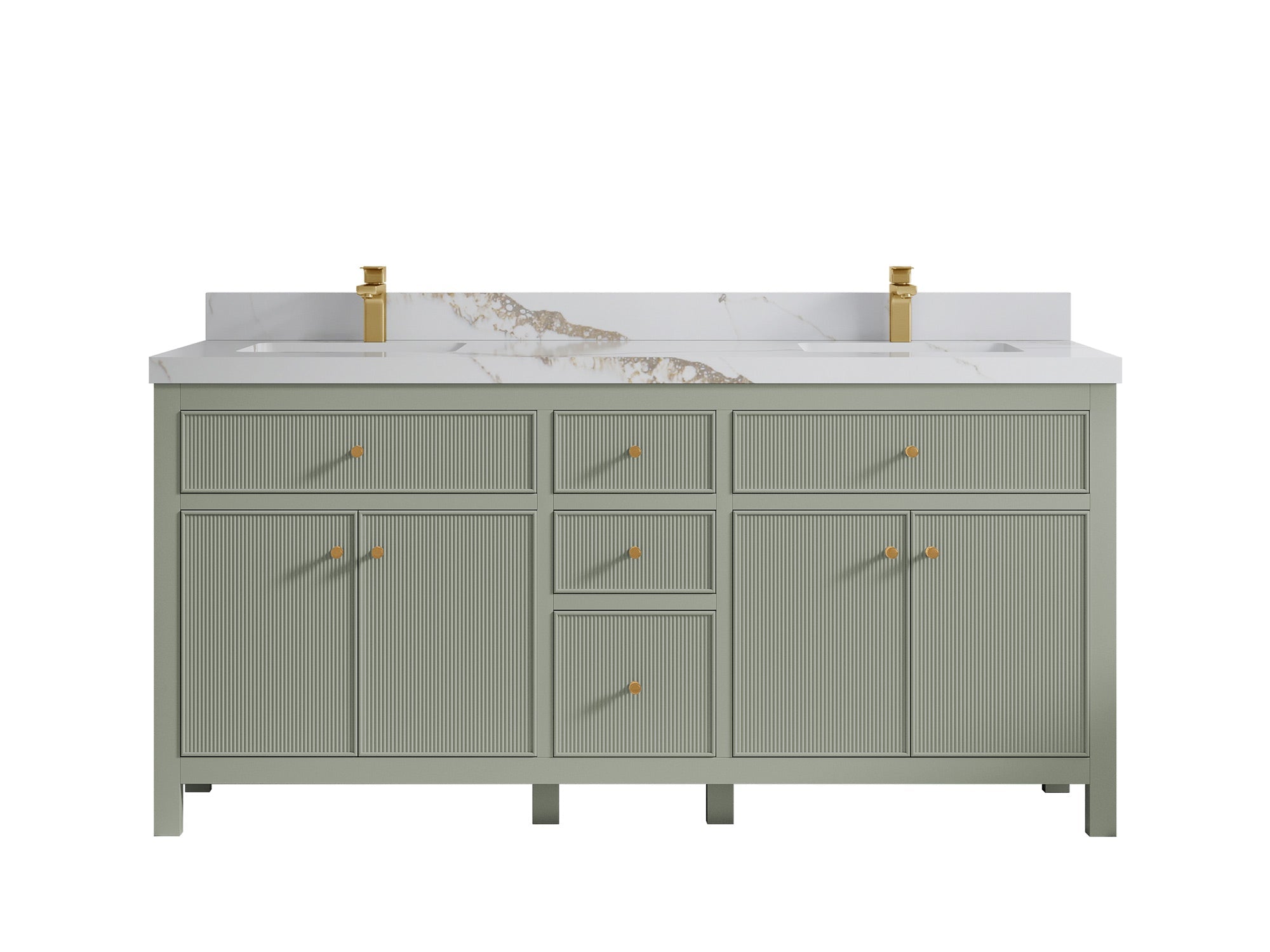 Sonoma 72 in W x 22 in D Free Standing Reeded Double Sink Bathroom Vanity