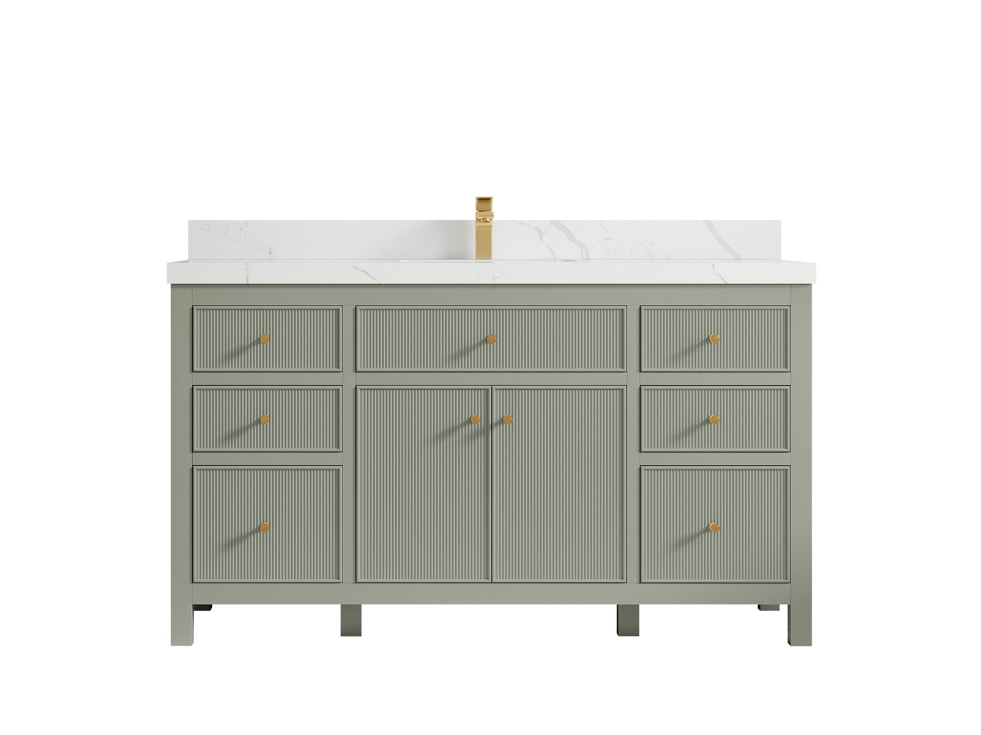 Sonoma 60 in W x 22 in D Free Standing Reeded Single Sink Bathroom Vanity