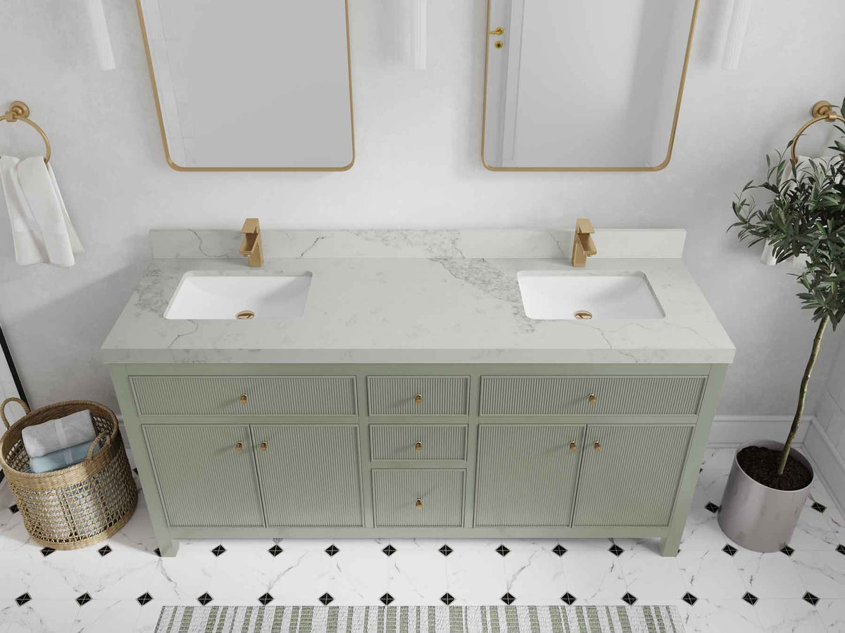 Sonoma 72 in W x 22 in D Free Standing Reeded Double Sink Bathroom Vanity