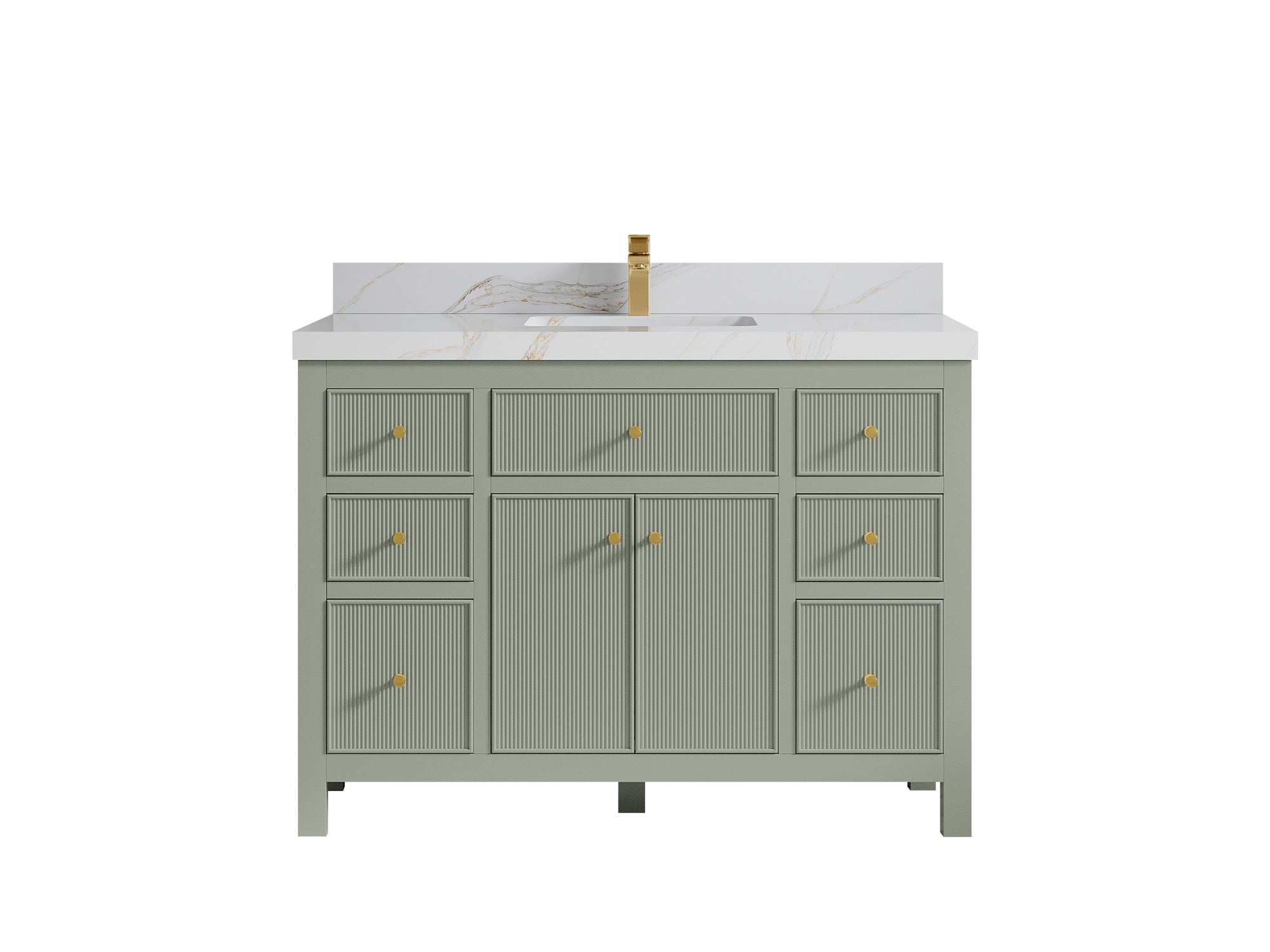 Sonoma 48 in. W x 22 in. D Single Sink Bathroom Vanity in Evergreen with 2 in. Calacatta Sienna Quartz Countertop