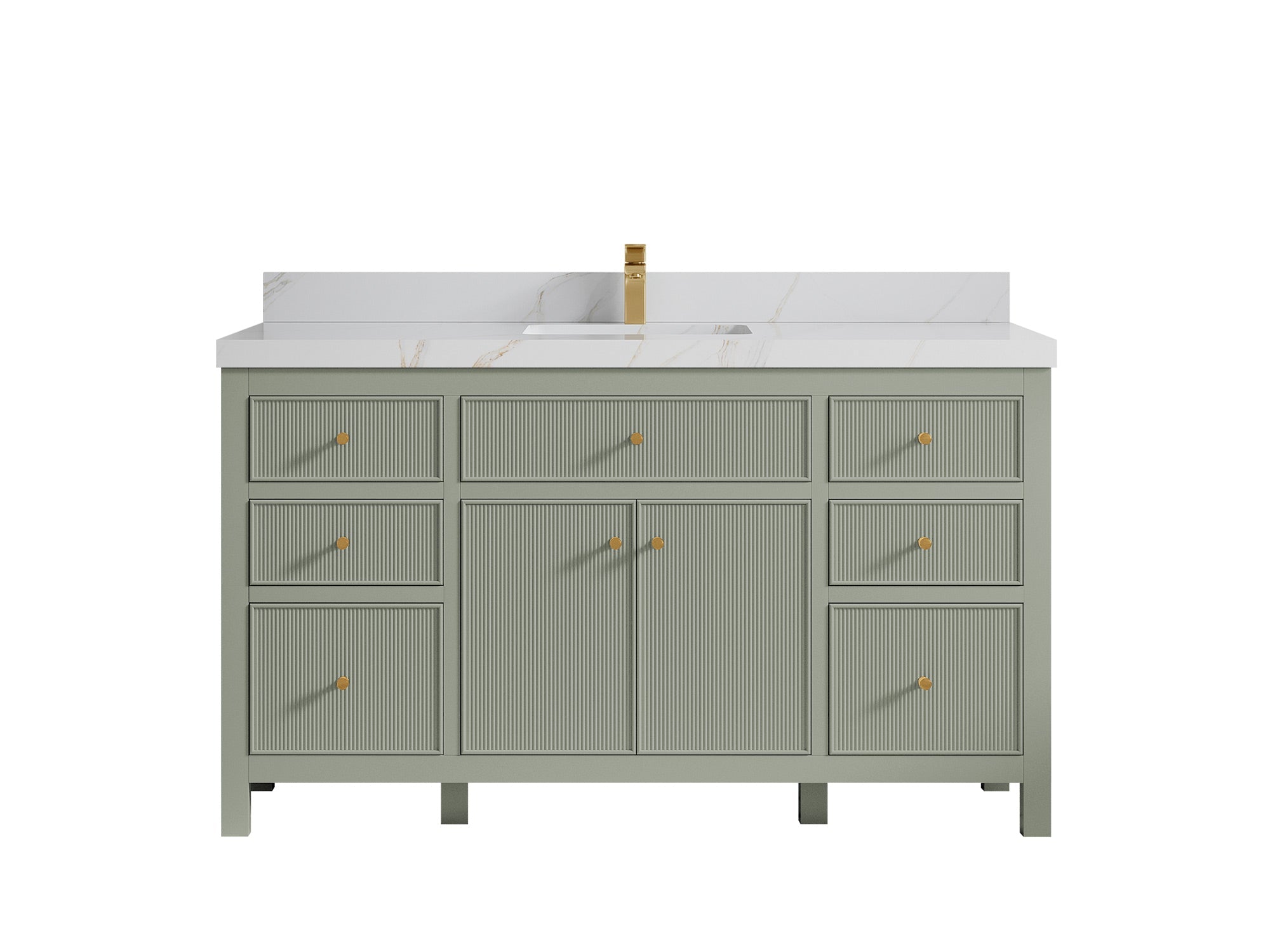 Sonoma 60 in W x 22 in D Free Standing Reeded Single Sink Bathroom Vanity