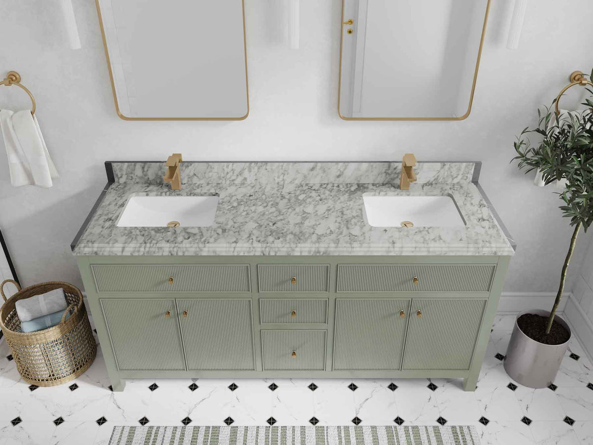 Sonoma 72 in W x 22 in D Free Standing Reeded Double Sink Bathroom Vanity