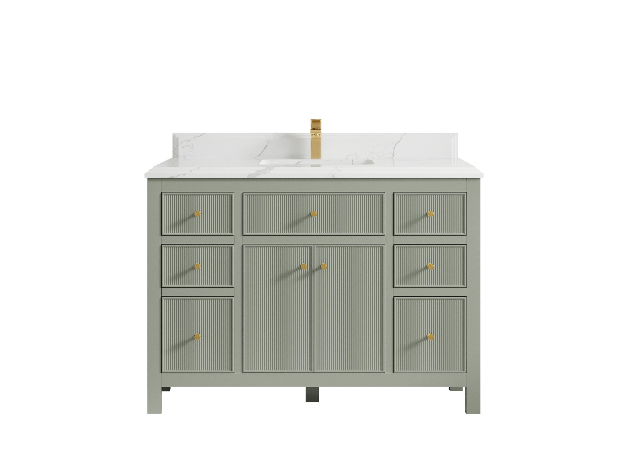 Sonoma 48 in. W x 22 in. D Single Sink Bathroom Vanity in Evergreen with Double Cove Edge 1.5 in Calacatta Laza Quartz Countertop