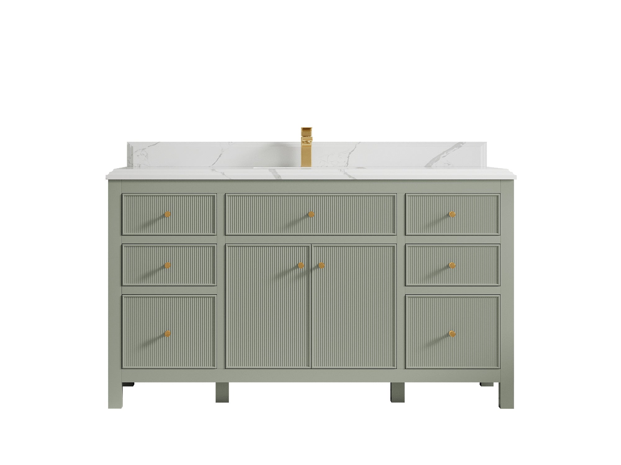 Sonoma 60 in W x 22 in D Free Standing Reeded Single Sink Bathroom Vanity