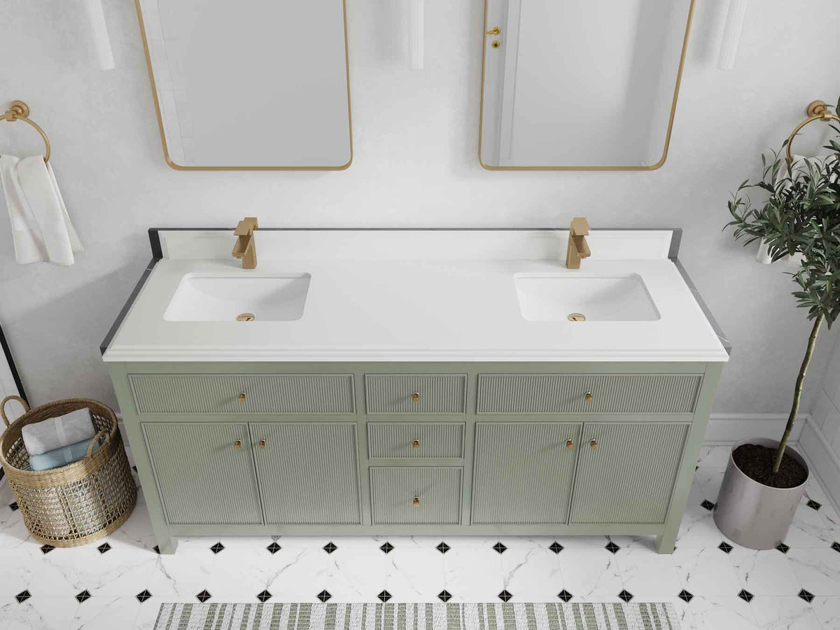 Sonoma 72 in W x 22 in D Free Standing Reeded Double Sink Bathroom Vanity