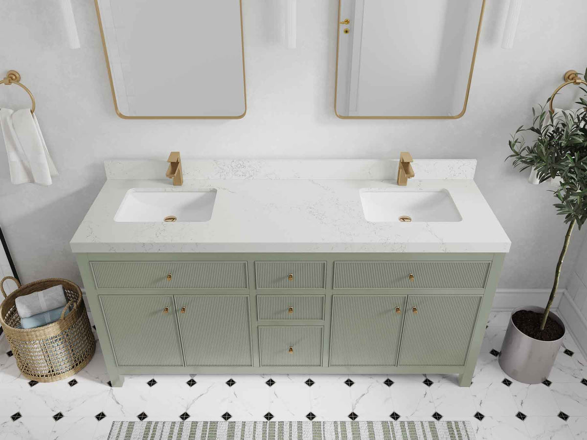 Sonoma 72 in W x 22 in D Free Standing Reeded Double Sink Bathroom Vanity
