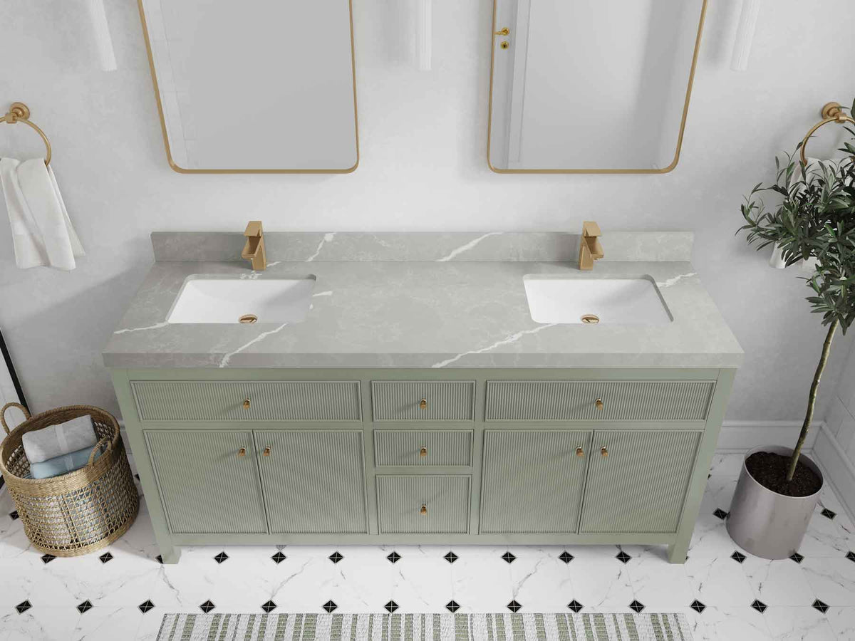 Sonoma 72 in W x 22 in D Free Standing Reeded Double Sink Bathroom Vanity