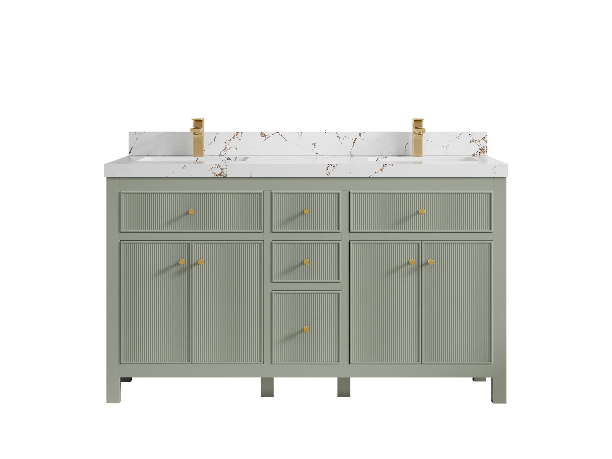 Sonoma 60 in W x 22 in D Free Standing Reeded Double Sink Bathroom Vanity