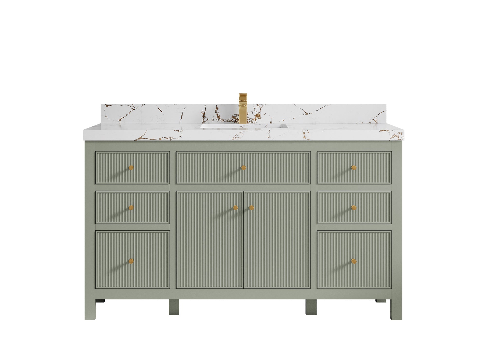 Sonoma 60 in W x 22 in D Free Standing Reeded Single Sink Bathroom Vanity