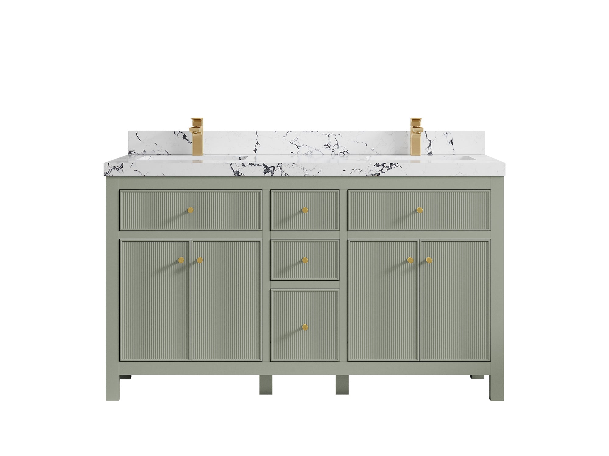 Sonoma 60 in W x 22 in D Free Standing Reeded Double Sink Bathroom Vanity