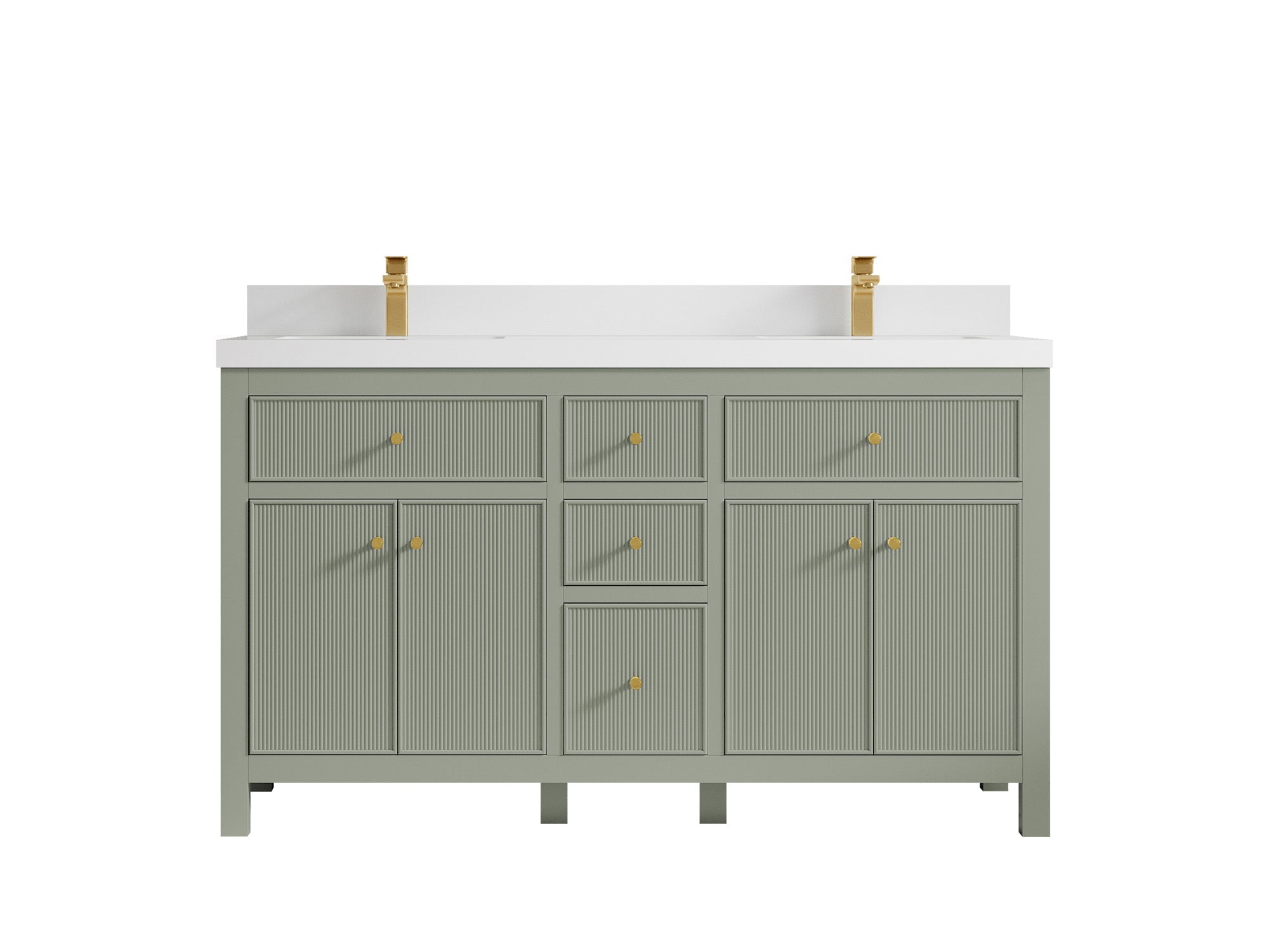 Sonoma 60 in W x 22 in D Free Standing Reeded Double Sink Bathroom Vanity