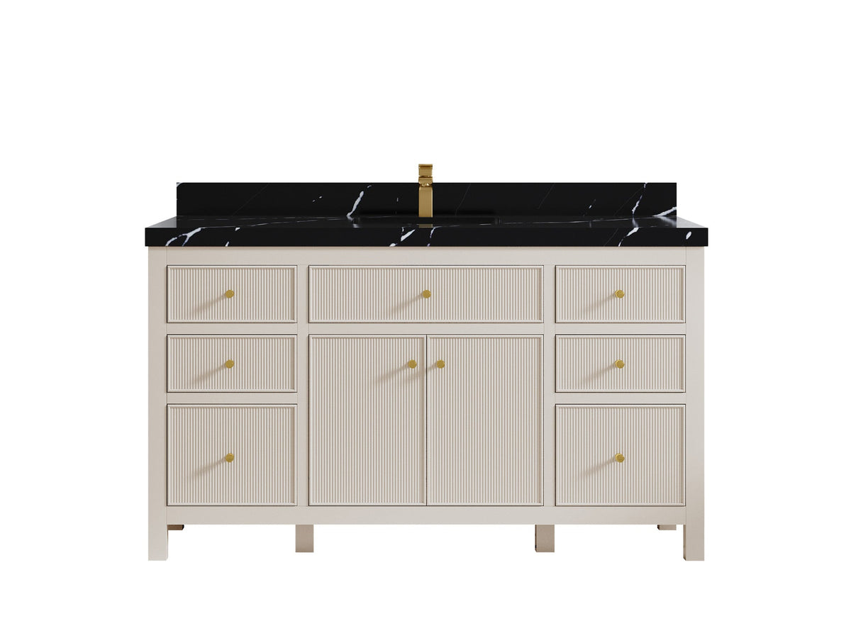 Sonoma 60 in W x 22 in D Free Standing Reeded Single Sink Bathroom Vanity