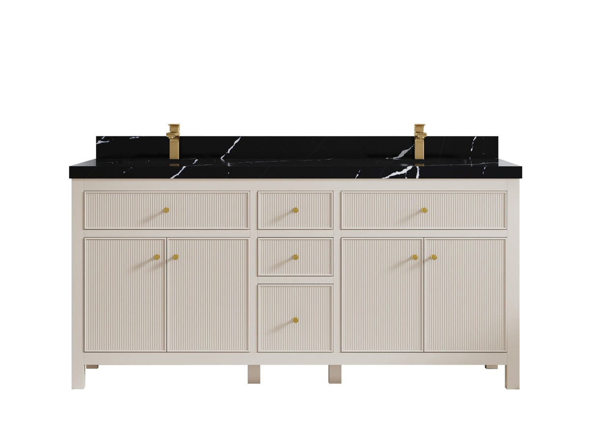 Sonoma 72 in W x 22 in D Free Standing Reeded Double Sink Bathroom Vanity