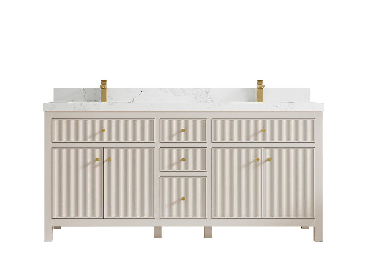 Sonoma 72 in W x 22 in D Free Standing Reeded Double Sink Bathroom Vanity