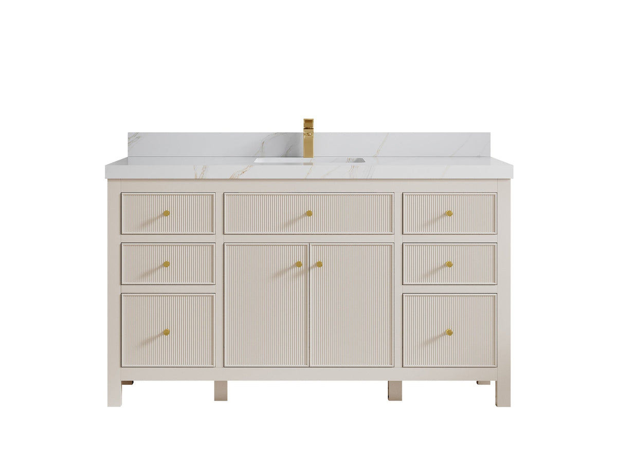 Sonoma 60 in W x 22 in D Free Standing Reeded Single Sink Bathroom Vanity