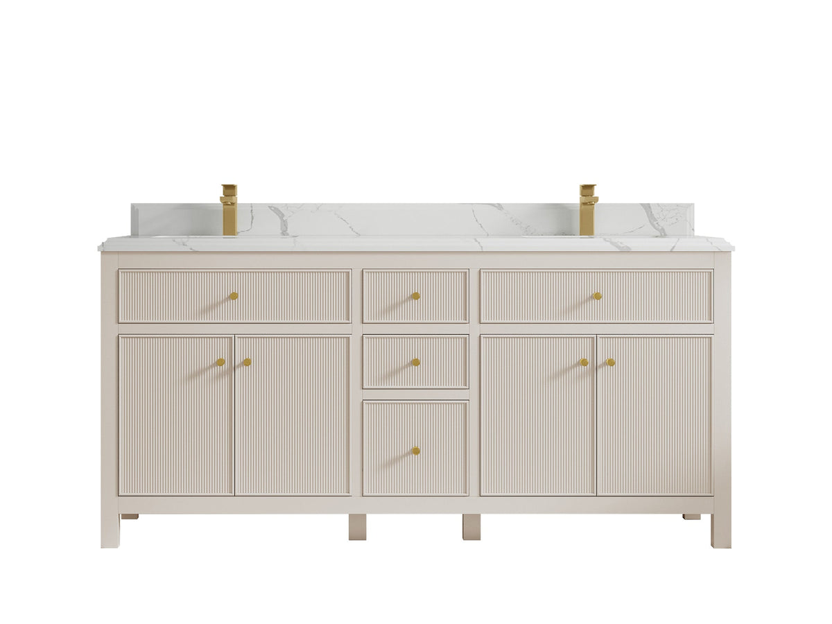 Sonoma 72 in W x 22 in D Free Standing Reeded Double Sink Bathroom Vanity