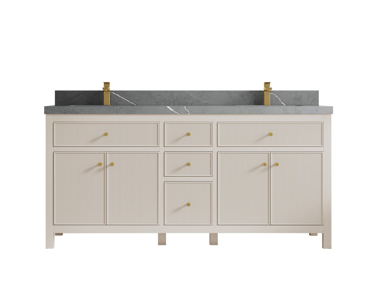 Sonoma 72 in W x 22 in D Free Standing Reeded Double Sink Bathroom Vanity