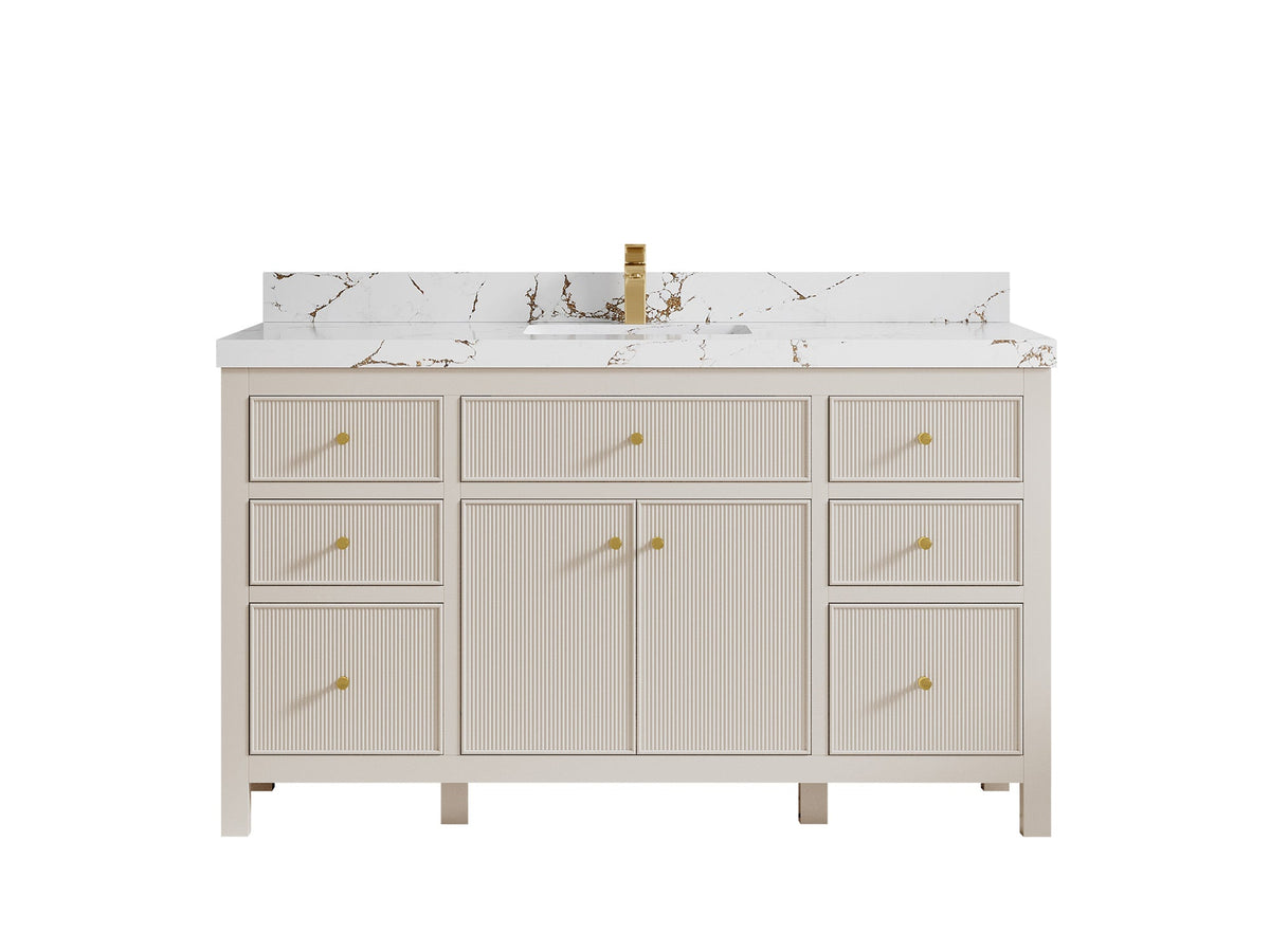 Sonoma 60 in W x 22 in D Free Standing Reeded Single Sink Bathroom Vanity