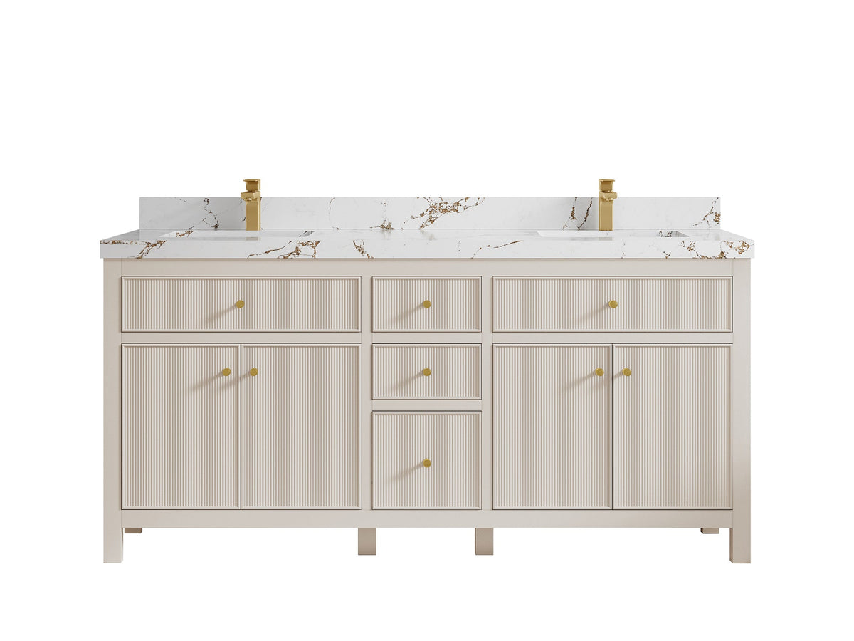 Sonoma 72 in W x 22 in D Free Standing Reeded Double Sink Bathroom Vanity
