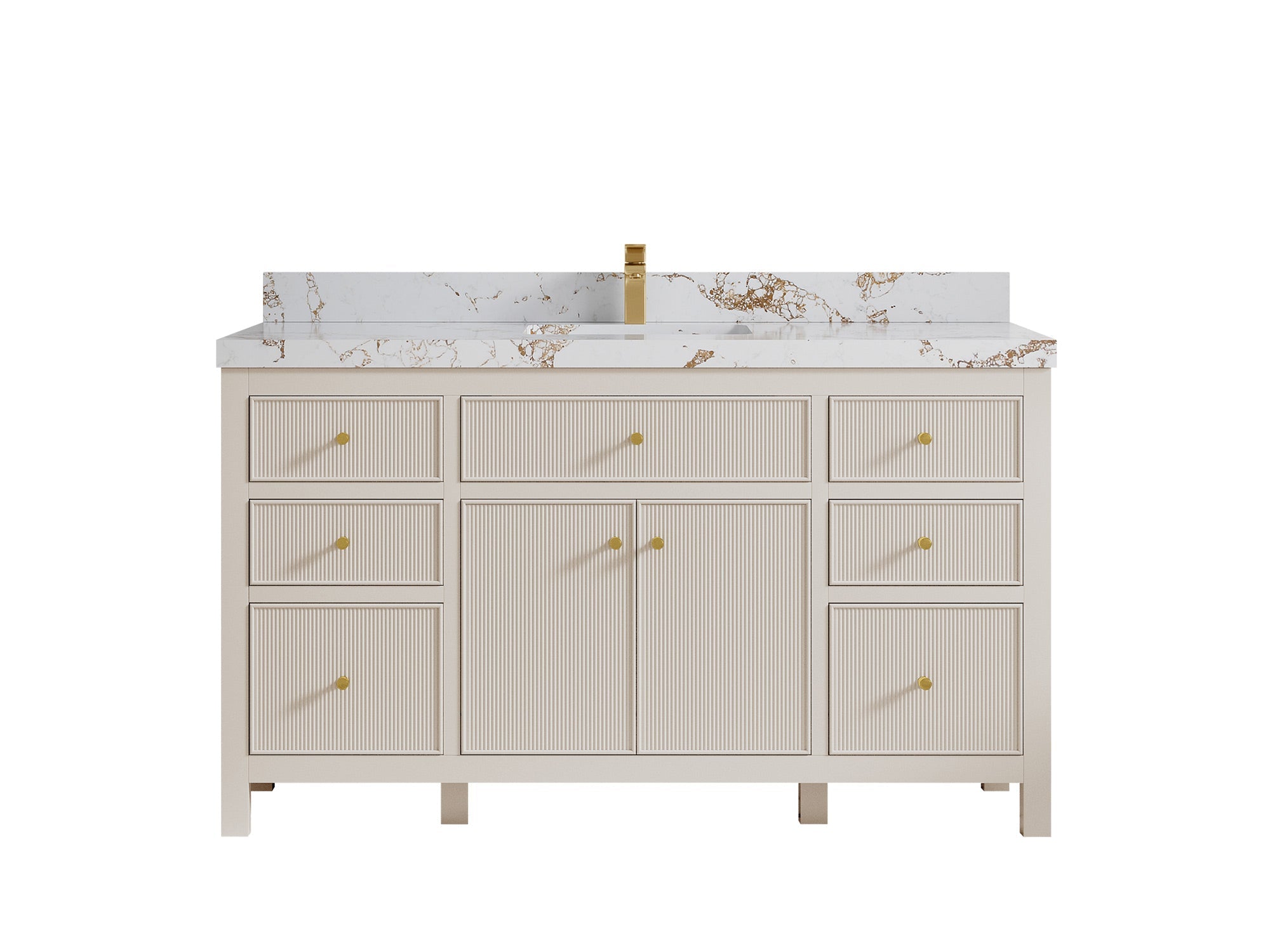 Sonoma 60 in W x 22 in D Free Standing Reeded Single Sink Bathroom Vanity
