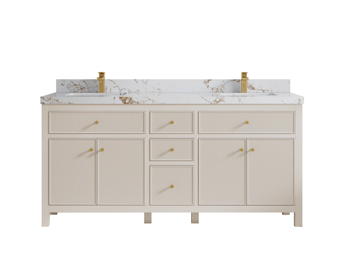 Sonoma 72 in W x 22 in D Free Standing Reeded Double Sink Bathroom Vanity