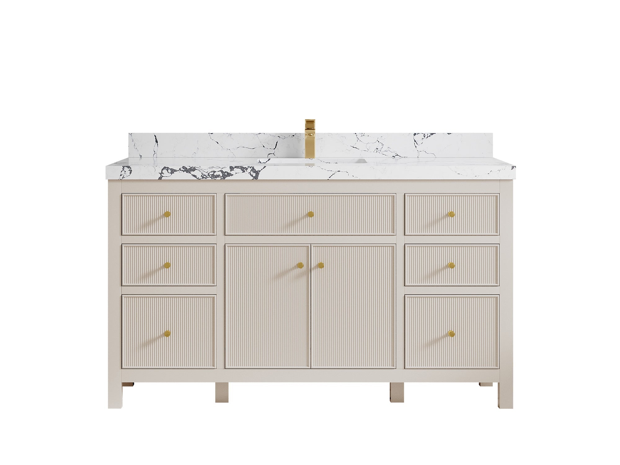 Sonoma 60 in W x 22 in D Free Standing Reeded Single Sink Bathroom Vanity