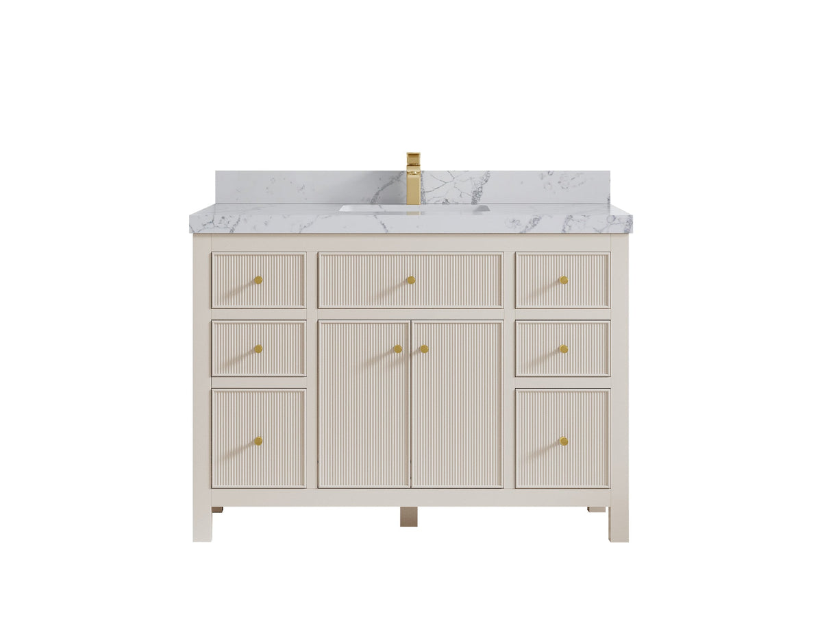 Sonoma 48 in. W x 22 in. D Single Sink Bathroom Vanity in Fine Grain with 2 in. Venatino Quartz Countertop