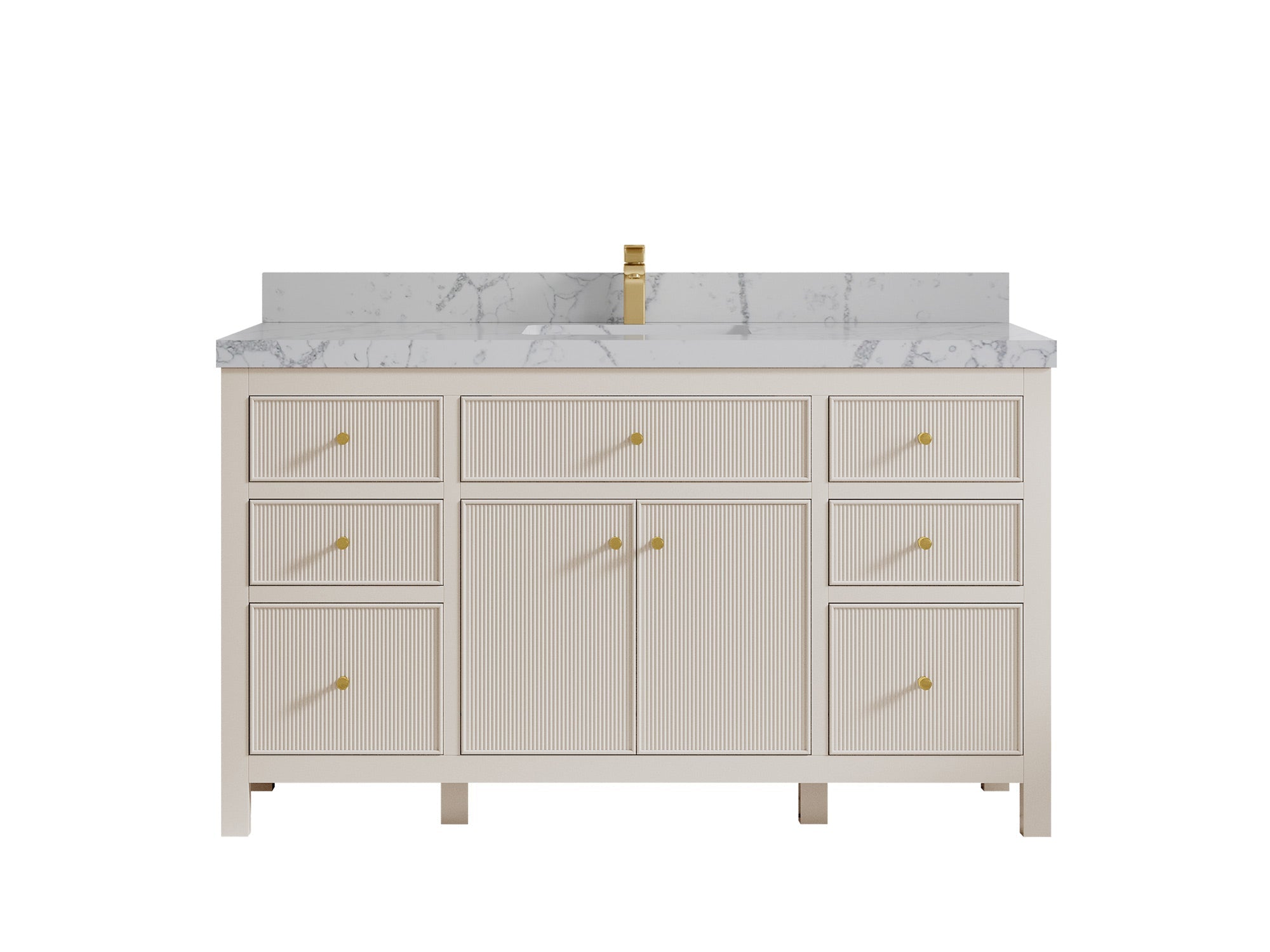 Sonoma 60 in W x 22 in D Free Standing Reeded Single Sink Bathroom Vanity