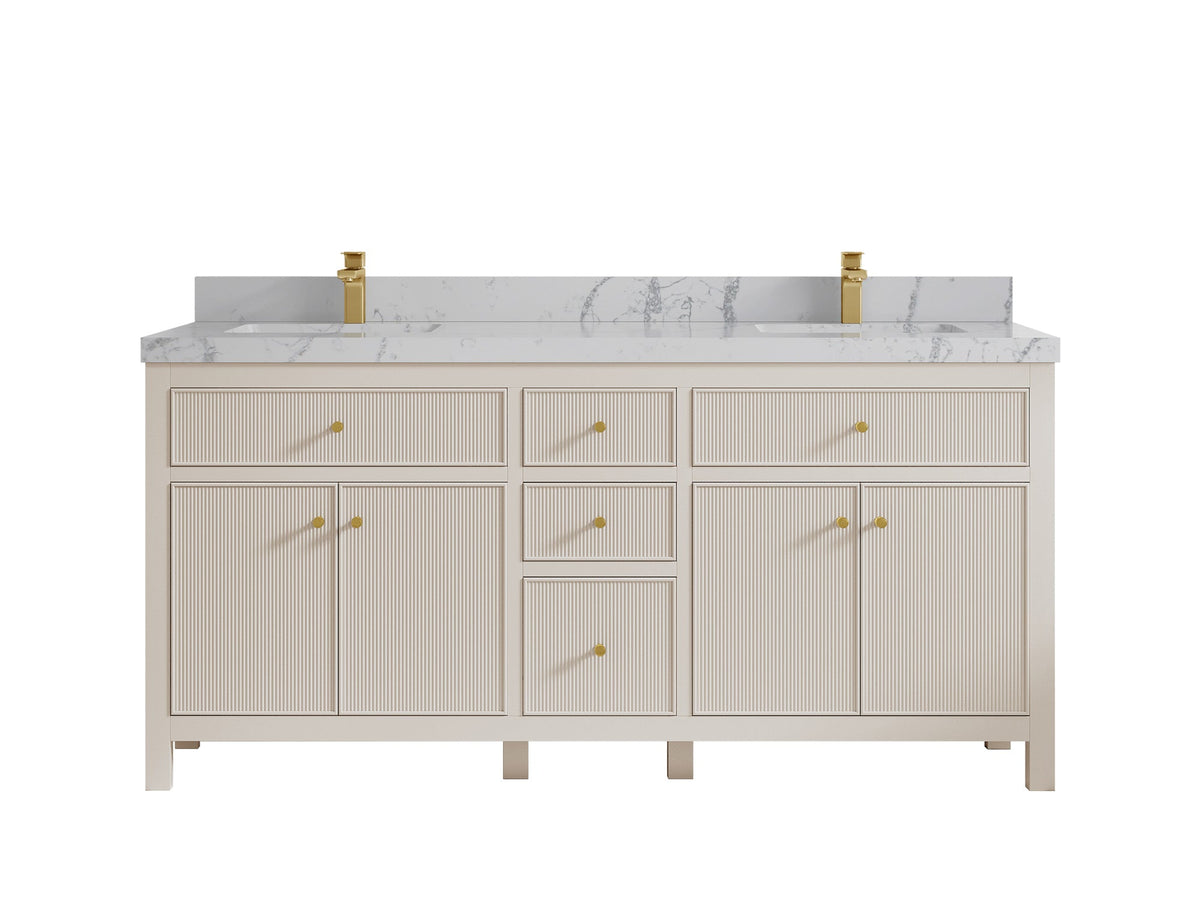 Sonoma 72 in W x 22 in D Free Standing Reeded Double Sink Bathroom Vanity
