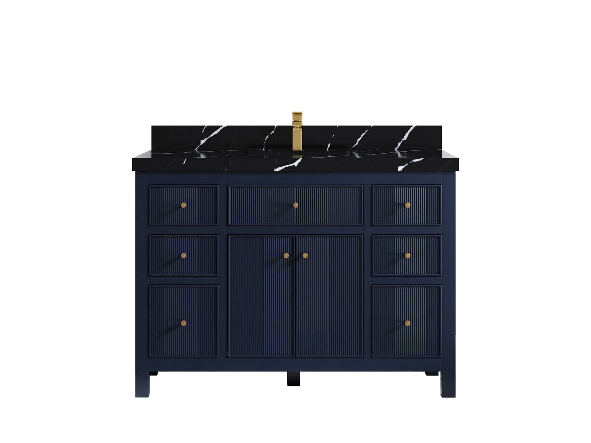 Sonoma 48 in. W x 22 in. D Single Sink Bathroom Vanity in Hale Navy Blue with 2 in. Calacatta Black Quartz Countertop