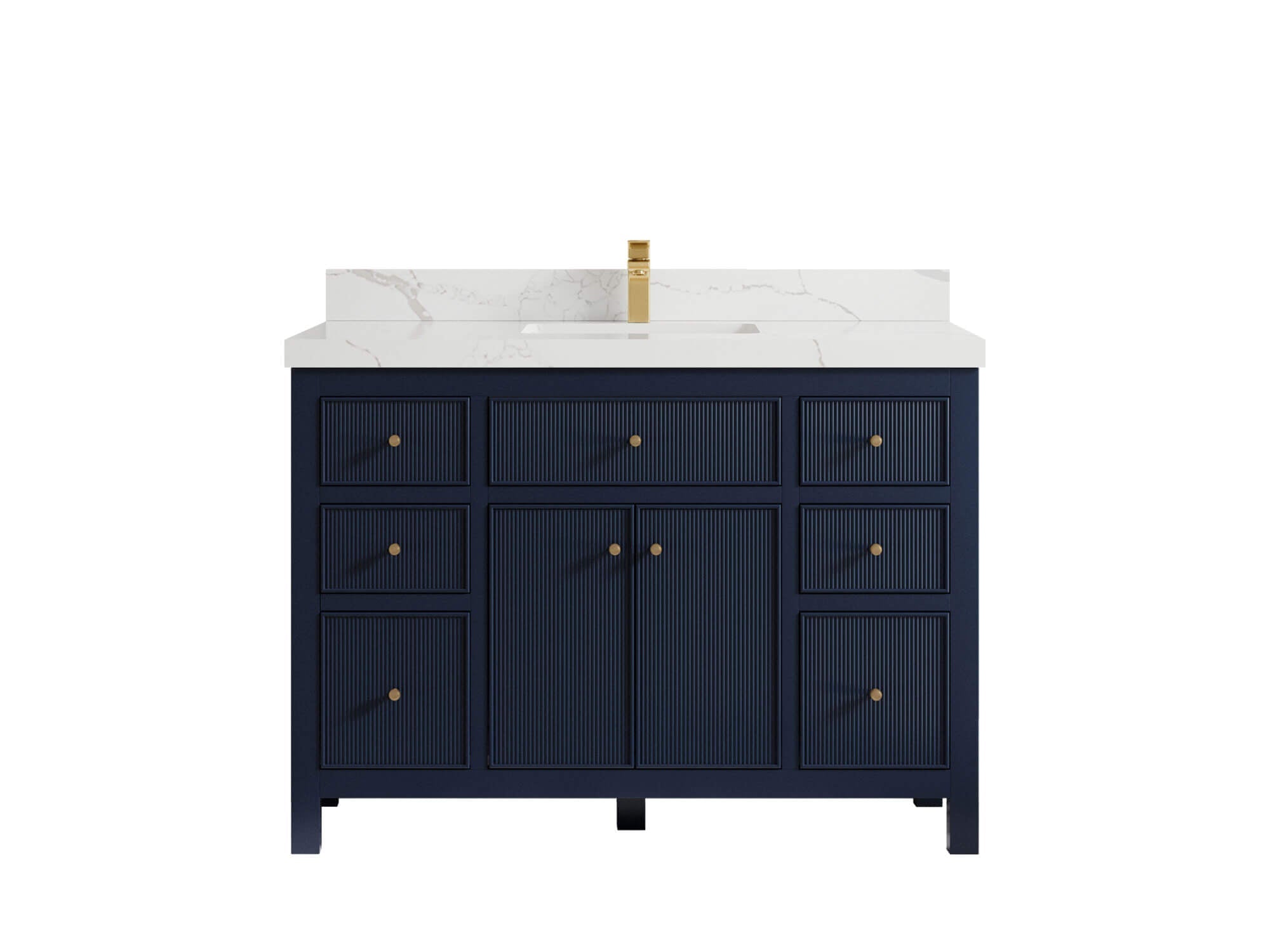Sonoma 48 in. W x 22 in. D Single Sink Bathroom Vanity in Hale Navy Blue with 2 in. Calacatta Laza Quartz Countertop