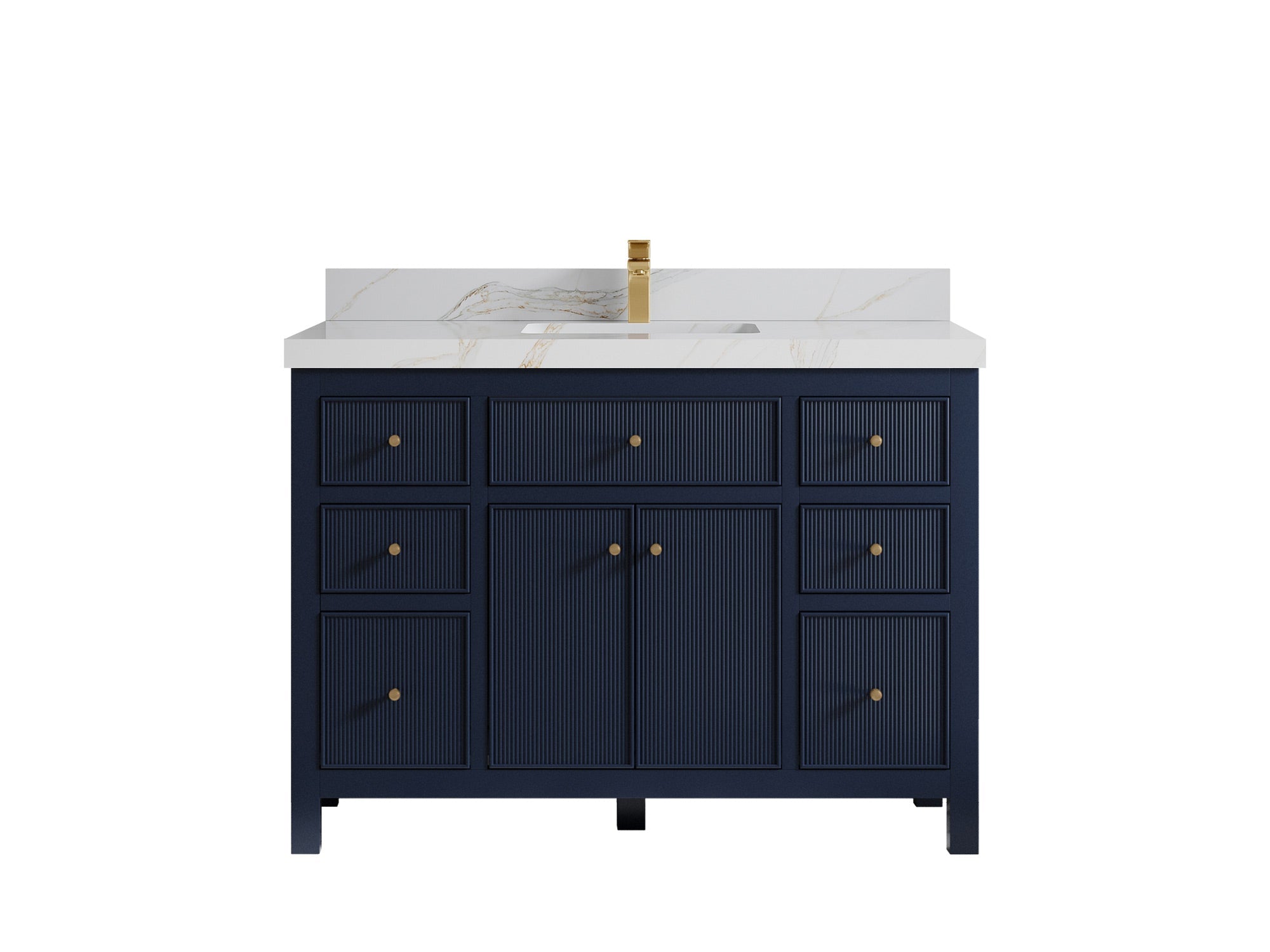 Sonoma 48 in. W x 22 in. D Single Sink Bathroom Vanity in Hale Navy Blue with 2 in. Calacatta Sienna Quartz Countertop