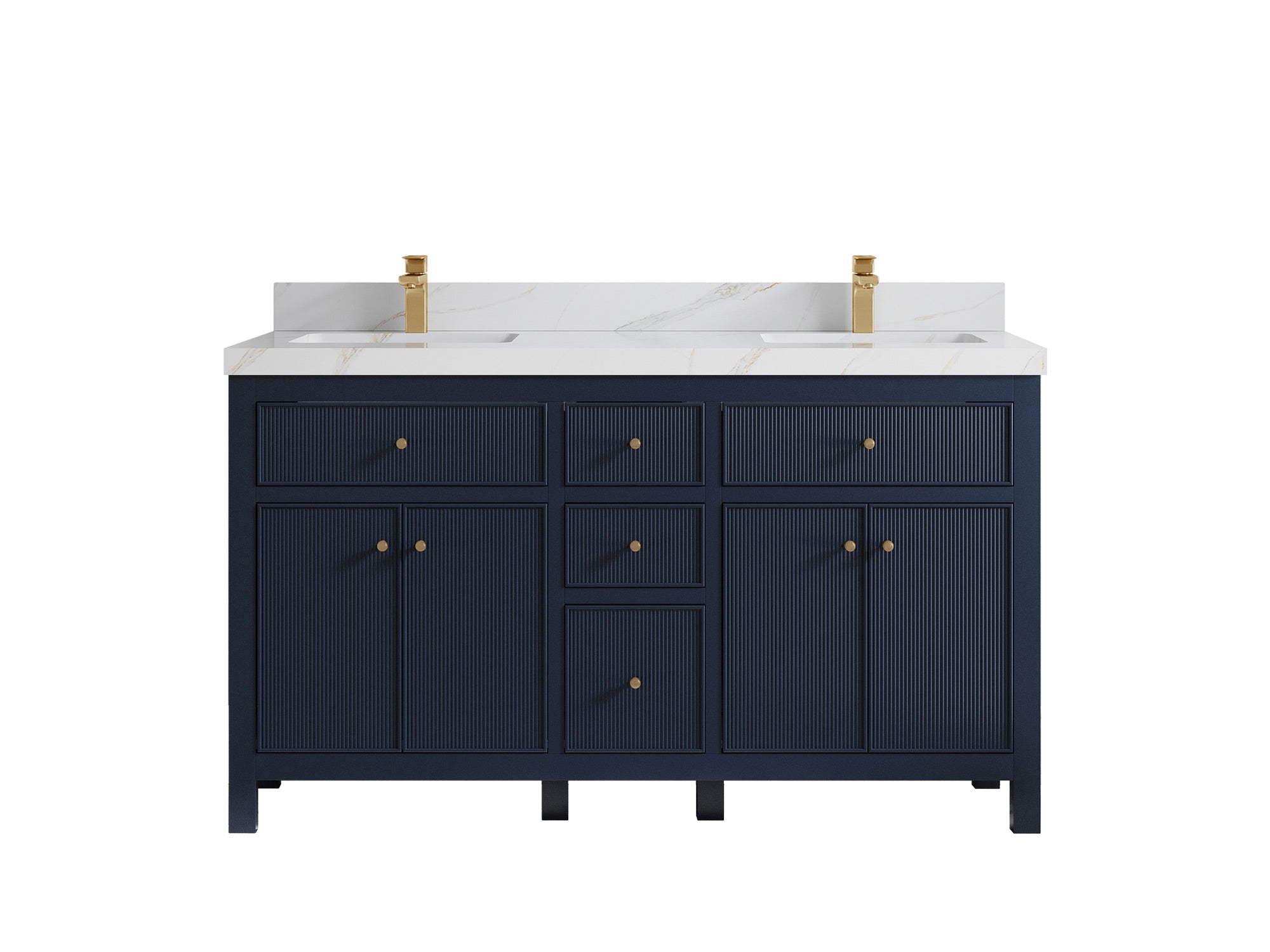 Sonoma 60 in W x 22 in D Free Standing Reeded Double Sink Bathroom Vanity