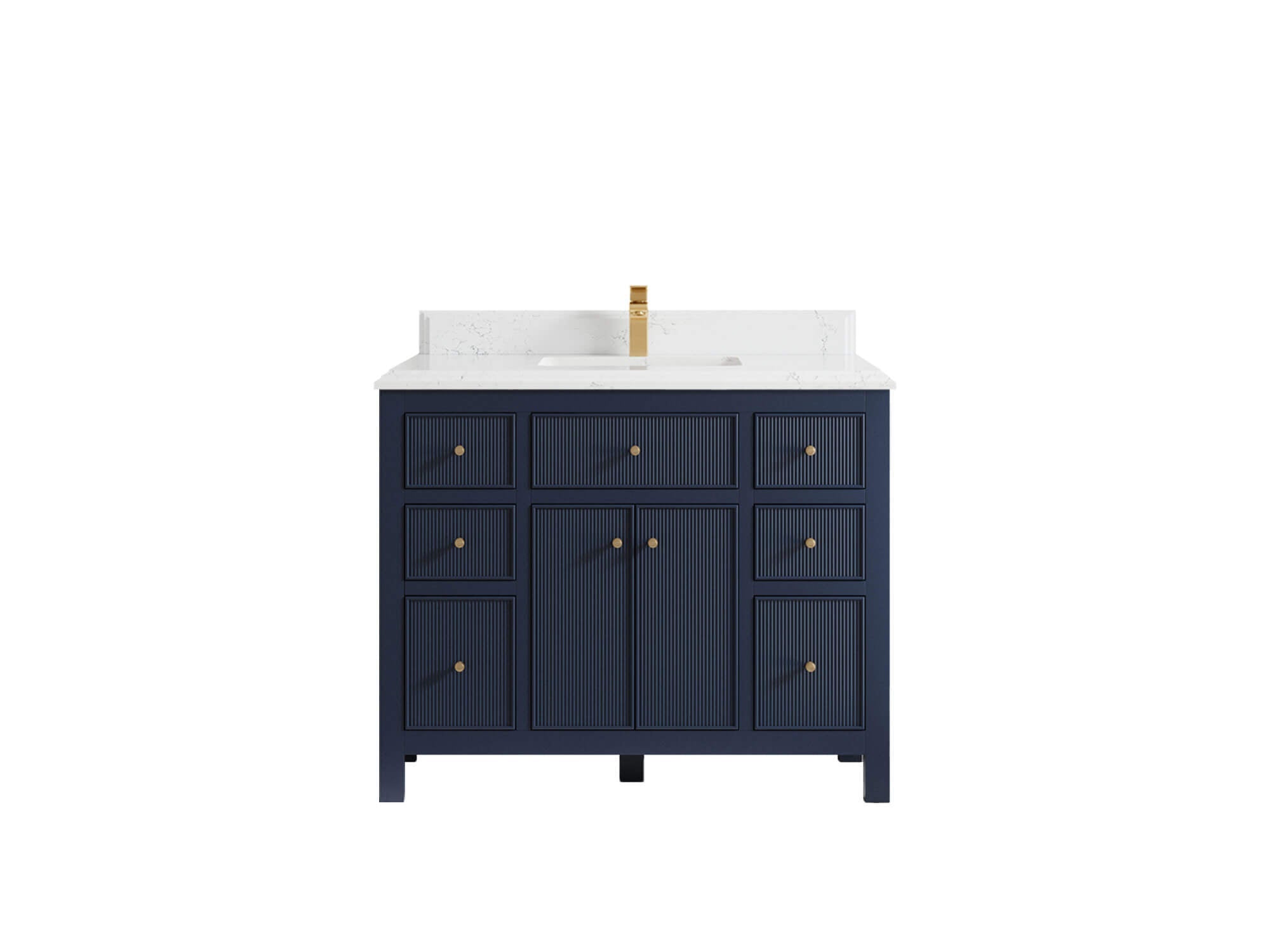 Sonoma 42 in. W x 22 in. D Single Sink Bathroom Vanity in Hale Navy Blue with Double Cove Edge 1.5 in Empira White Quartz Countertop